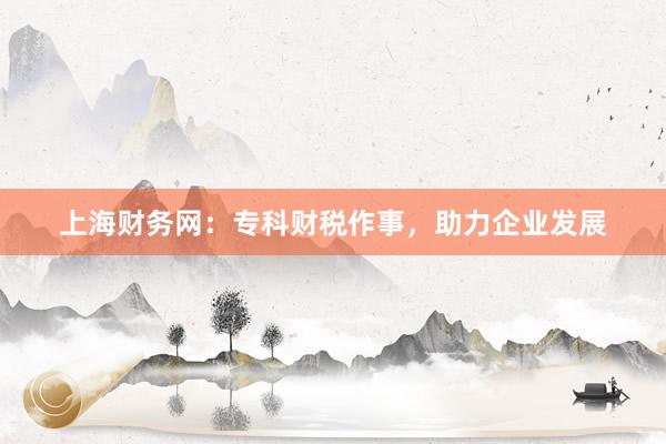 上海财务网：专科财税作事，助力企业发展