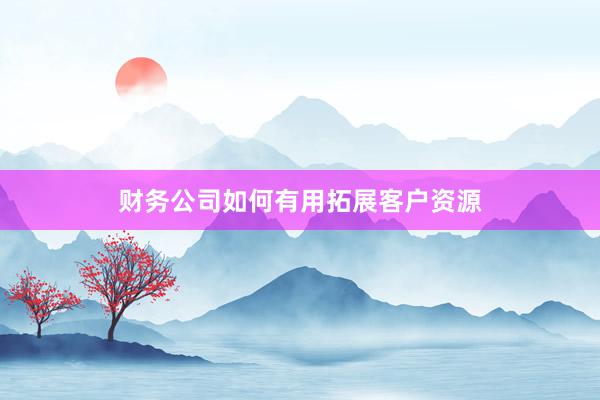 财务公司如何有用拓展客户资源